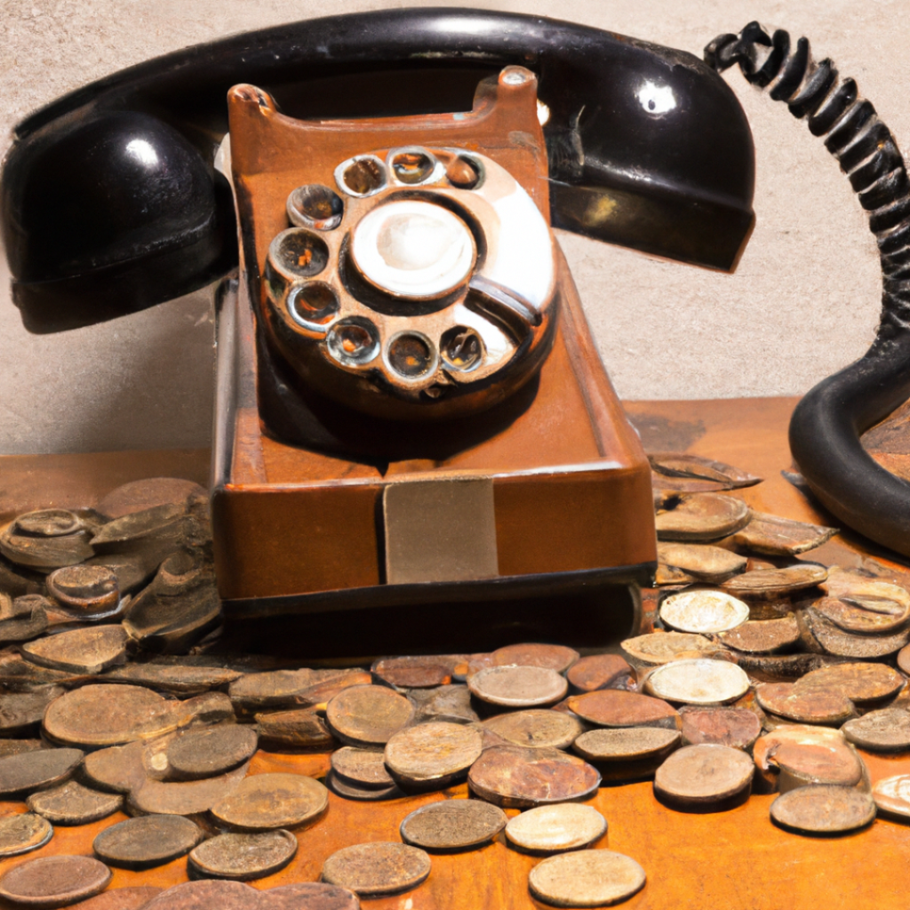 An old fashioned phone and pennies
